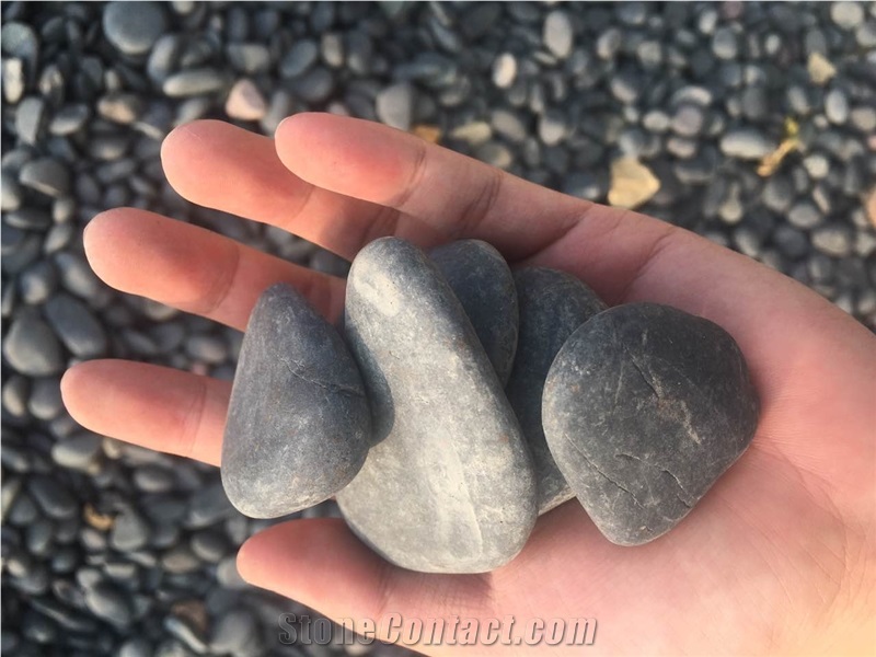 Natural Stone Black Unpolished Water Washed Pebbles