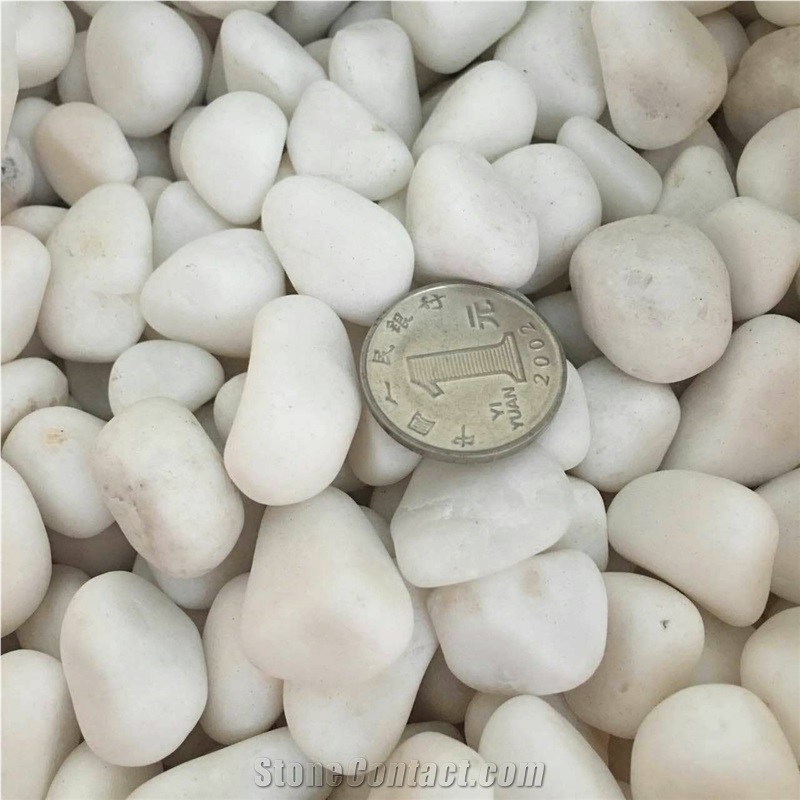 Polished Pebbles Decoration White Round Crushed River Stone