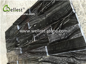 3d Polished Black Wood Marble Ledgestone for Feature Wall Cladding