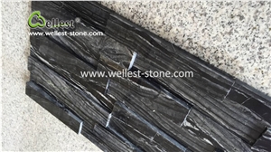 3d Polished Black Wood Marble Ledgestone for Feature Wall Cladding