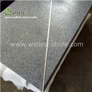 Anti-Slip Dark Grey Flamed Granite Tile for Floor/Wall Covering