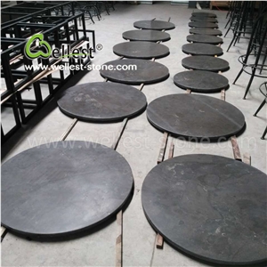Antique Round Blue Limestone Tabletop for Coffee Shop Restauran
