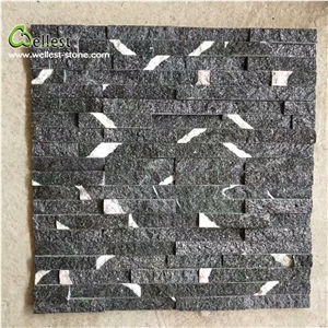 Black Quartzite Filedstone Wall Panel External Stack Wall Tiles
