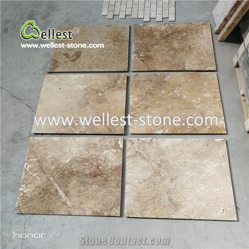 China Yellow Travertine Tile Honed Finish for Wall and Floor Tile