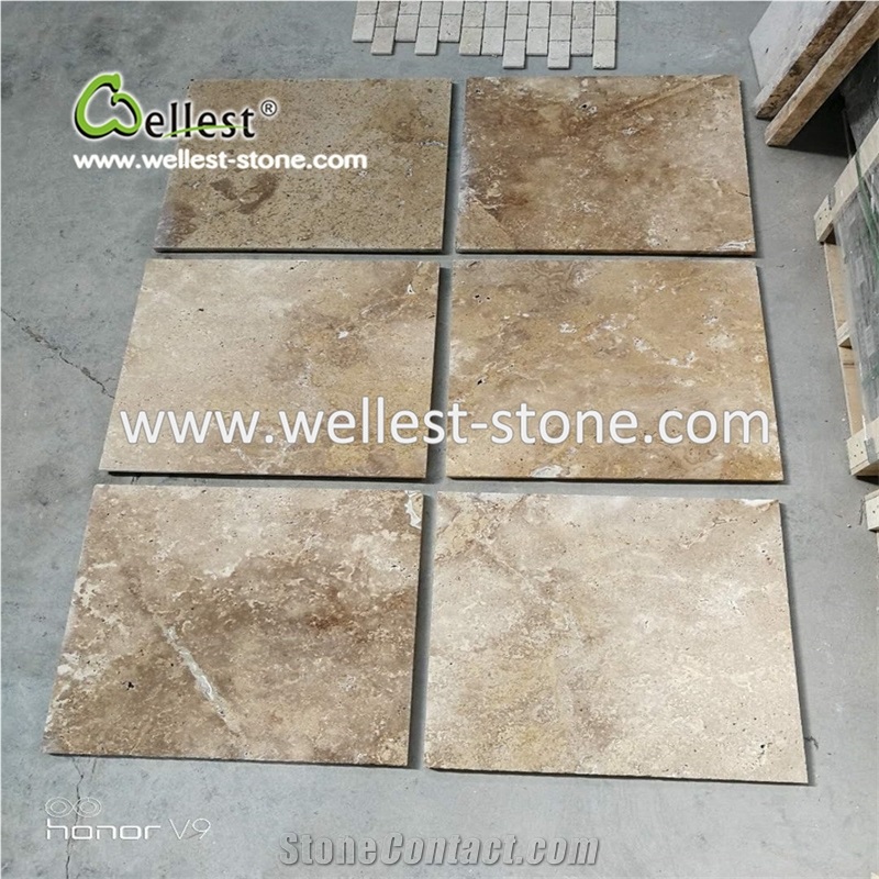 China Yellow Travertine Tile Honed Finish for Wall and Floor Tile