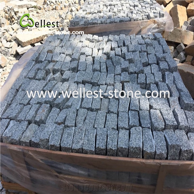G603 Grey Granite Cobble Stone Cube Stone for Driveway Paving