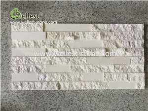 High-End 3d Polish+Split White Limestone Ledge Stone for Feature Wall