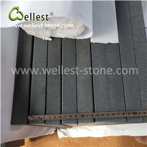 Semi-Cut Rough Surface Black Basalt Floor Tile for Modern Villa