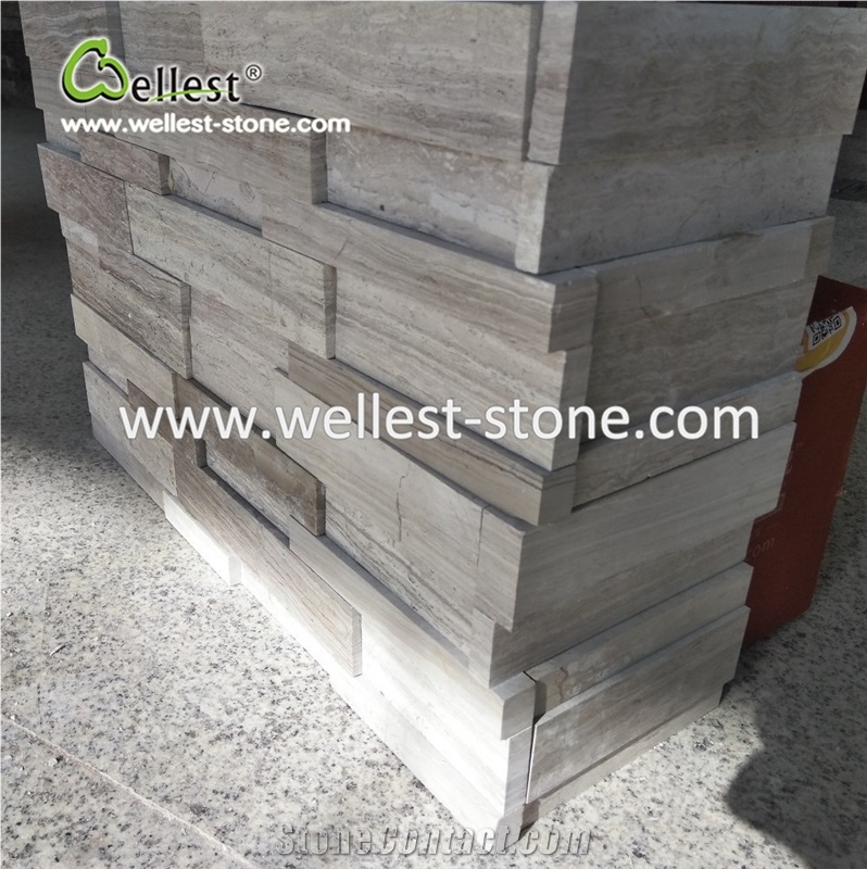White Wood Marble Retaining Wall Corner Stone for Fearure Wall