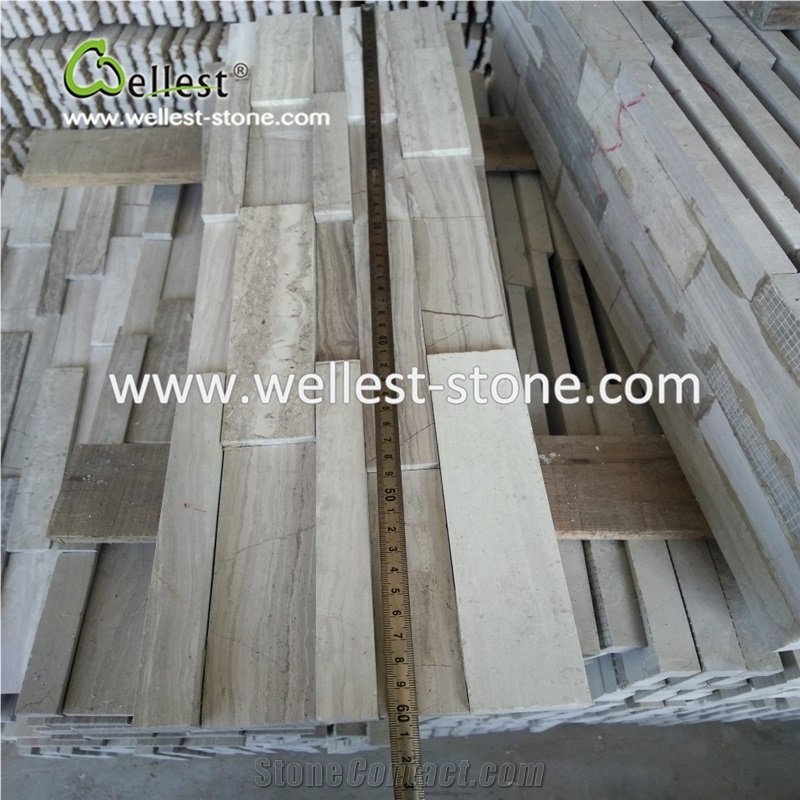 White Wood Marble Retaining Wall Corner Stone for Fearure Wall