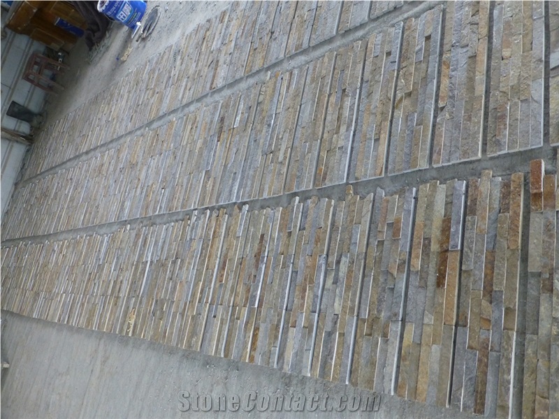 Rusty Slate Split Face Wall Cladding Stacked Cultured Stone Veneer