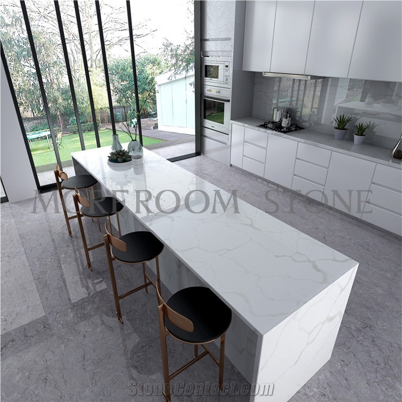 Calacatta White Quartz for Kitchen Countertops from China