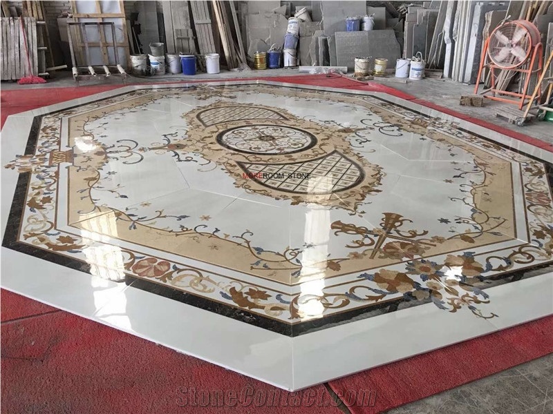 Hot Sale Beige Marble Inlay Flooring Design