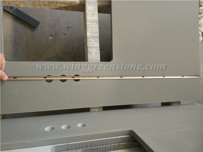Chinese Grey Customized Quartz Countertop, Winggreen Manufacturer