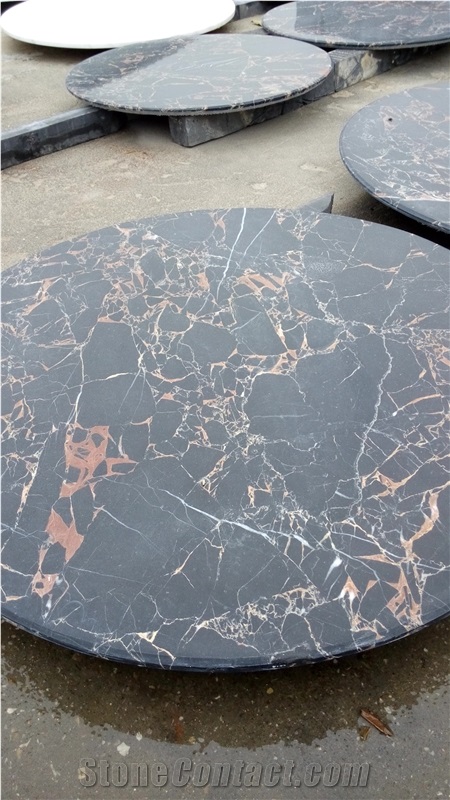 Athens Portoro Gold Marble Round Table Tops Polished