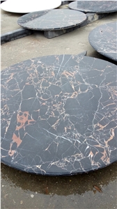 Athens Portoro Gold Marble Round Table Tops Polished