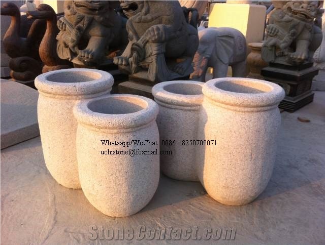 G603 G682 Chinese Granites Double Flower Pots, Double Planter Pots
