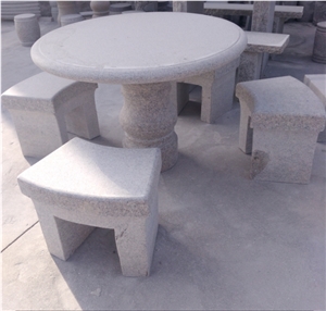 G603 Granites Round Table with 4 Benches