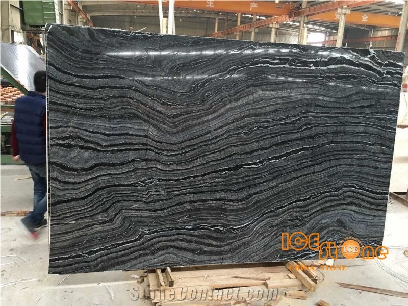 China Silver Wave Black Forest Zebra Wooden Marble Blocks