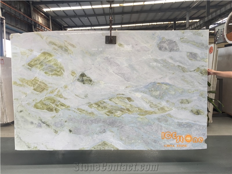 Chinese White Jade Veins Marble Tile, Moon River Slabs in Bookmatch