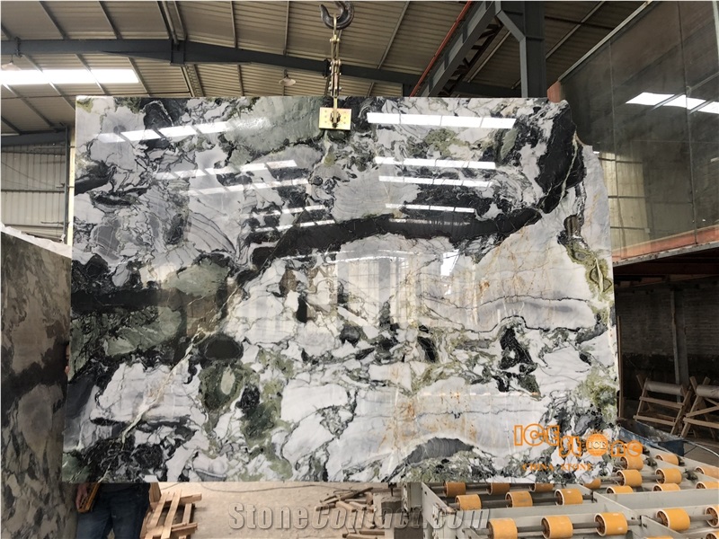 Ice Connect Marble Slabs, Wall Covering Tiles,China Green Color Floor