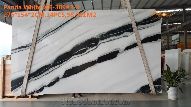 Panda White Marble Slabs and Tiles Bookmatch Wall and Flooring Tiles