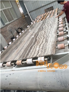 Silver Grey Travertine Titanium Slabs Tiles Streight Line Walling