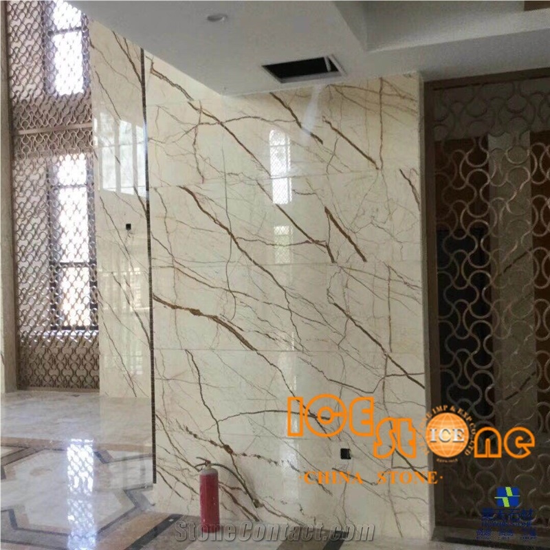 Sofitel Gold Marble over Flowing Canali Dragon Net Beige Slabs