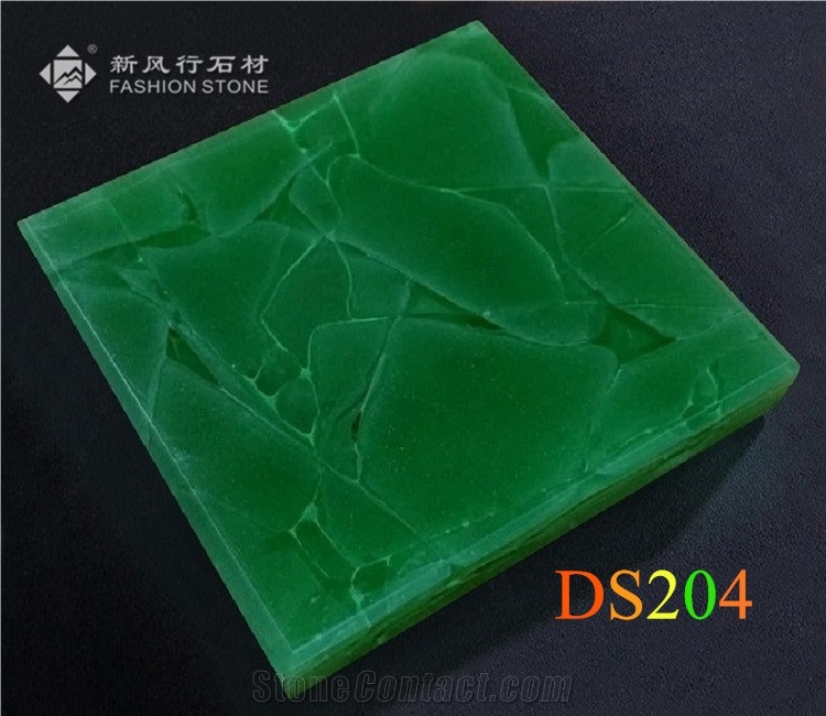 Laminated Green Jade Techno Glass Slabs