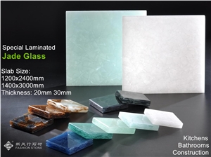 Laminated Jade Glass Slabs, Crystallized Stone