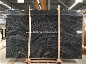 Chinese Silver Wave Slabs/Black Wooden Marble Slabs&Tiles