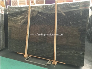 Popular Silver Wave Slabs/China Cheap Black Wooden Marble Slabs&Tiles