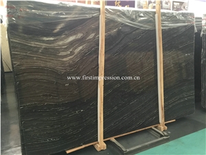 Popular Silver Wave Slabs/China Cheap Black Wooden Marble Slabs&Tiles