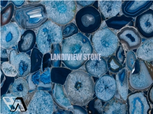 Blue Agate Semi Precious Stone Tiles Slabs