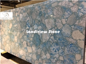 Ice Blue Calcite Semiprecious Stone Slabs and Tiles