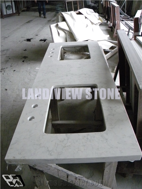 White Quartz Stone Customized Exporting Countertop,Bath Top Vanity Top