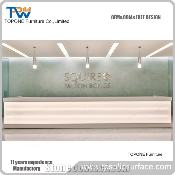 Acrylic Marble Reception Desk Artificial Stone Reception Counter