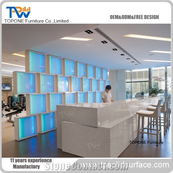 Acrylic Solid Surface Customized Shape Salon Reception Counter