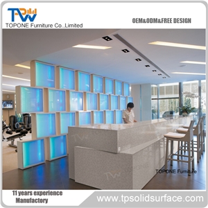 Acrylic Solid Surface Customized Shape Salon Reception Counter