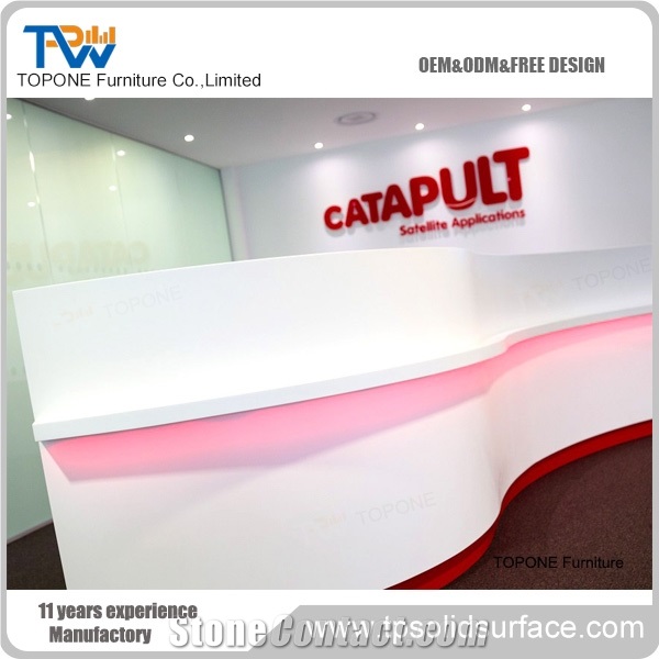 Acrylic Solid Surface Reception Desk Office Service Counter Design