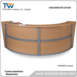 Black Solid Surface Customized Logo Design Reception Desk