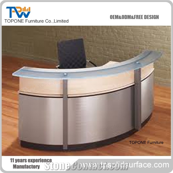 Creative White Corian Solid Surface Commercial Reception Desk Design