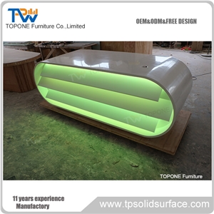 Curved University Green Led Lighted Marble Front Counter Table Price