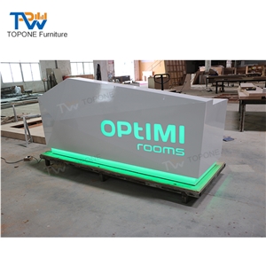 Curved University Green Led Lighted Marble Front Counter Table Price