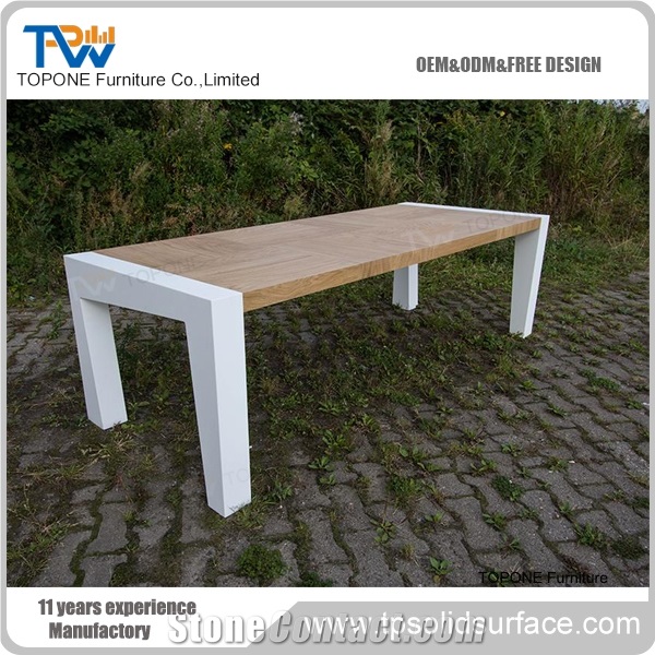 Egg Shape White and Wood Color President Working Table