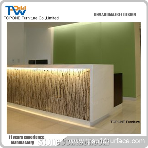 High End White Acrylic Solid Surface Salon Reception Desk