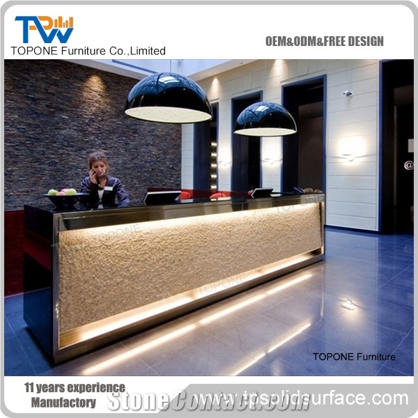 High End White Acrylic Solid Surface Salon Reception Desk