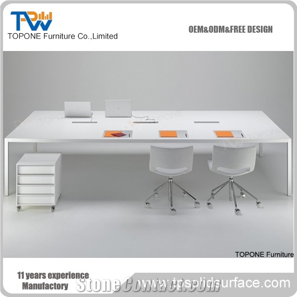 High Gloss White Color Zigzag Shape Working Desk