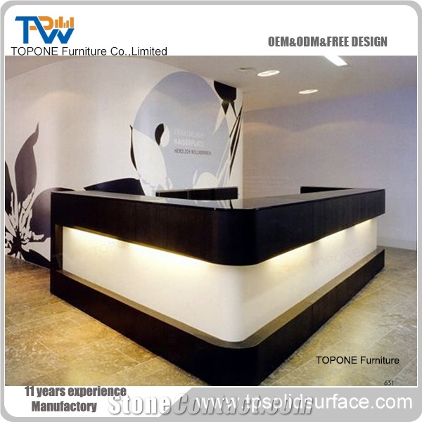 Hot Sale Black Reception Desk Pure Acrylic