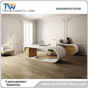 Luxury Office Desk with Round Shape, Artificial Stone Furniture